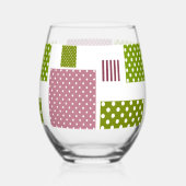Verre À Vin Sans Pied Patchwork brun vert pois dos blanc (Verso)