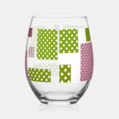 Verre À Vin Sans Pied Patchwork brun vert pois dos blanc (Gauche)