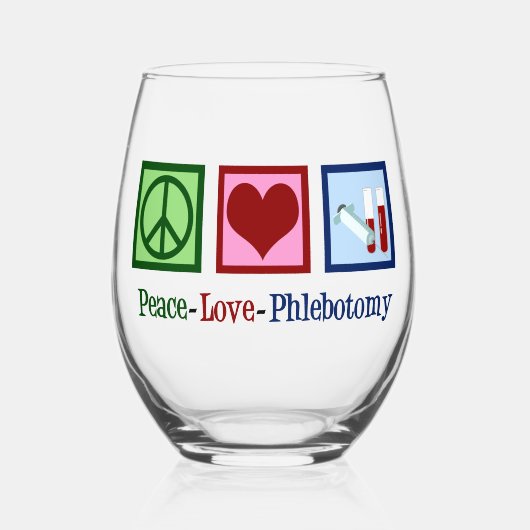 Verre À Vin Sans Pied Peace Love Phlebotomy mignon Phlebotomiste (Recto)