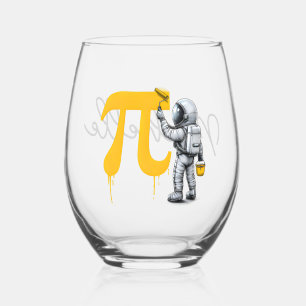 Verre À Vin Sans Pied Peinture d'astronaute personnalisée Symbole Pi Jou