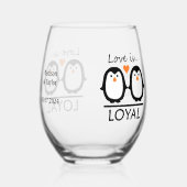 Verre À Vin Sans Pied Penguin Love noms et date personnalisés (Verso)