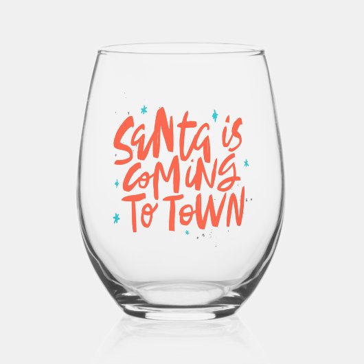 Verre À Vin Sans Pied Père Noël arrive à Town Holiday Design (Recto)