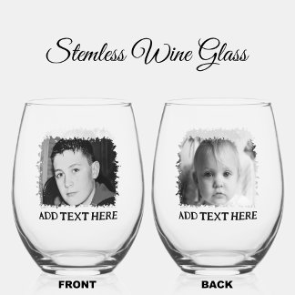 Verre À Vin Sans Pied Personalized black and white photo and text