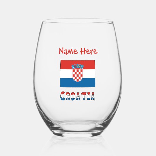 Verre À Vin Sans Pied Personalized Croatia Flag  (Recto)