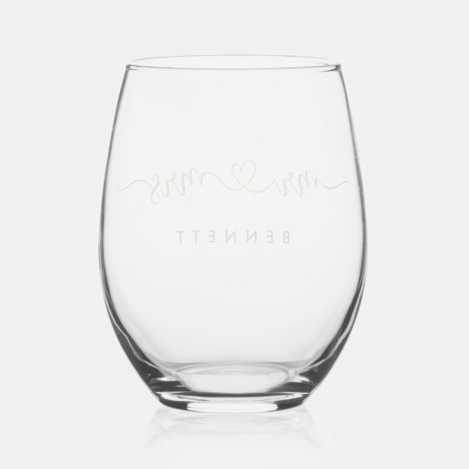 Verre À Vin Sans Pied Personalized Mr And Mrs Script Name (Verso)