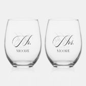 Verre À Vin Sans Pied Personalized Mr. & Mrs. Stemless Wine Glass (Verso)