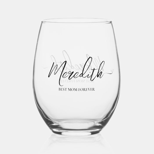 Verre À Vin Sans Pied Personalized  Script  best mom ever monogram (Verso)