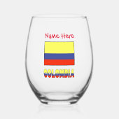 Verre À Vin Sans Pied Personnalisation rouge du drapeau colombien (Recto)