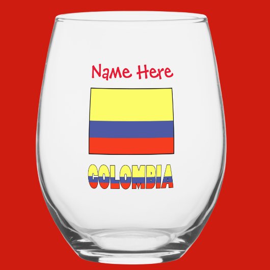 Verre À Vin Sans Pied Personnalisation rouge du drapeau colombien