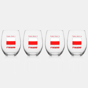 Verre À Vin Sans Pied Personnalisation rouge du drapeau de la Pologne