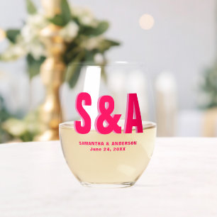 Verre À Vin Sans Pied Personnalisé Double Ombre Monogramme mariage Faveu