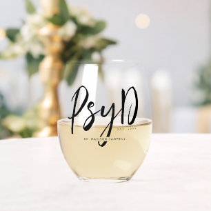 Verre À Vin Sans Pied Personnalisé Elegant PsyD Docteur en Psychologie