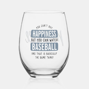 Verre À Vin Sans Pied Personnalisé regarder le baseball est Happiness Fu