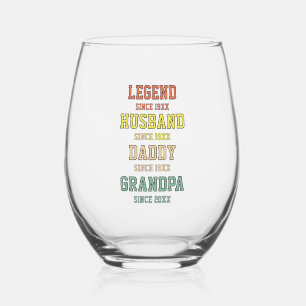 Verre À Vin Sans Pied Personnalisé Retro Legend Mari Daddy Grand-père