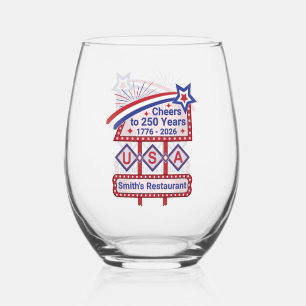 Verre À Vin Sans Pied Personnalisé USA 250–Marquise Rétro Patriotique