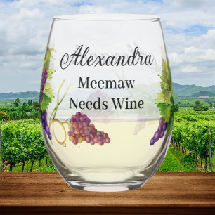 Verre À Vin Sans Pied Personnaliser le nom Meema a besoin de raisins de