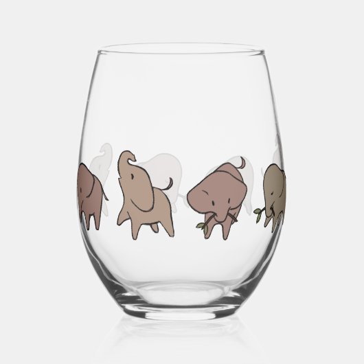 Verre À Vin Sans Pied Petits éléphants (Recto)