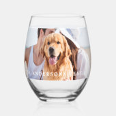 Verre À Vin Sans Pied Photo personnalisée Nouveau nom Date Mariage moder (Recto)
