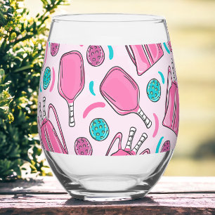 Verre À Vin Sans Pied Pickleball rose Preppy Paddles & Sacs