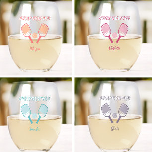 Verre À Vin Sans Pied Pickleball Sports Pun Nom Personnalisé Enterrement