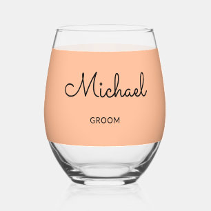 Verre À Vin Sans Pied Pièce Monogrammée Stylish Personnalisé Mariage