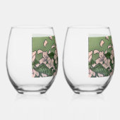Verre À Vin Sans Pied Pink Blossom Green  (Droite)