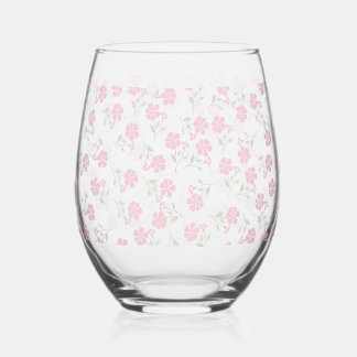 Verre À Vin Sans Pied Pink Floral Drinkware Set