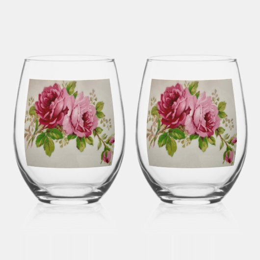 Verre À Vin Sans Pied Pink Rose Elegance (Recto)