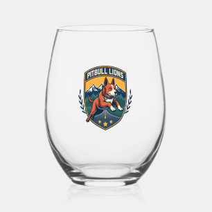 Verre À Vin Sans Pied Pitbull Lions Mascotte Vintage Sport Badge Vector