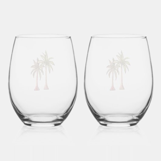 Verre À Vin Sans Pied Plage tropicale Palmiers Simple été (Verso)