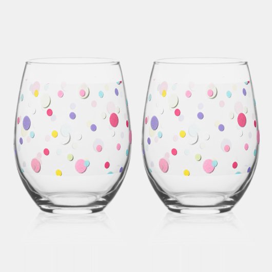Verre À Vin Sans Pied Plaisir Rempli Polka Dot Imprimer (Verso)