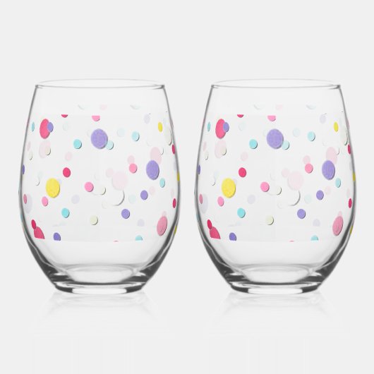 Verre À Vin Sans Pied Plaisir Rempli Polka Dot Imprimer (Gauche)