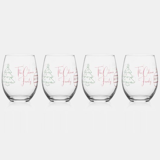Verre À Vin Sans Pied Plan de Noël (Recto)