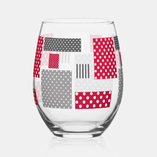 Verre À Vin Sans Pied Pneuka rouge gris patchwork sur arrière - plan bla