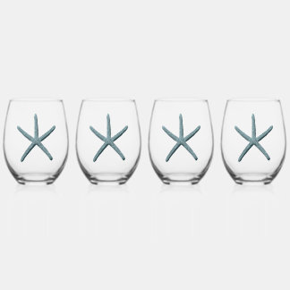 Verre À Vin Sans Pied Poche à doigt bleu