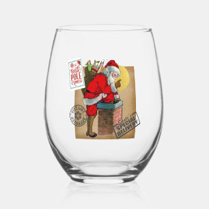 Verre À Vin Sans Pied Pôle Nord Vintage Père Noël Verre sans pierre
