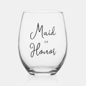 Verre À Vin Sans Pied Police D'Honneur Personnalisée En Texte Noir (Recto)