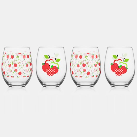 Verre À Vin Sans Pied Pommes rouges et vertes (Recto)