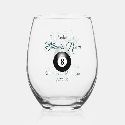 Verre À Vin Sans Pied Pool Billard Salle 8 Ball Cocktail (Recto)