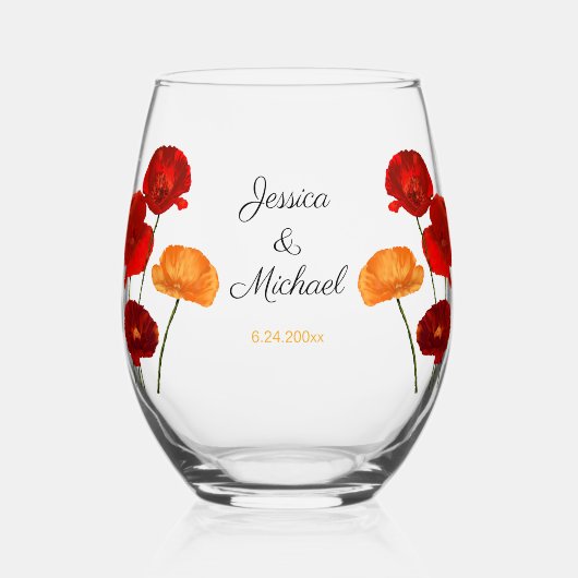 Verre À Vin Sans Pied Poppies (Recto)