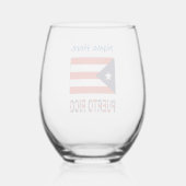 Verre À Vin Sans Pied Porto Rico Porto Rico Drapeau bleu Personnalisatio (Verso)