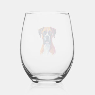 Verre À Vin Sans Pied Portrait de Boxer Vintage Éclaboussure de Couleur