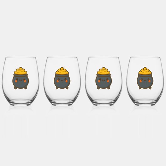 Verre À Vin Sans Pied Pot d'or Kawaii (Recto)