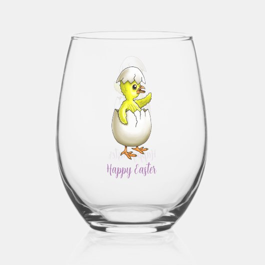 Verre À Vin Sans Pied Poule de Pâques (Recto)