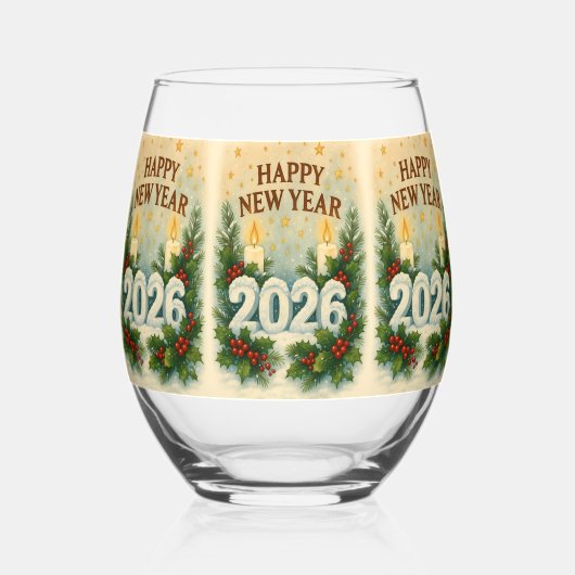 Verre À Vin Sans Pied premium happy new year 2026 (Recto)