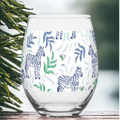 Verre À Vin Sans Pied Preppy Navy Zebra Martinis Blanc