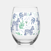 Verre À Vin Sans Pied Preppy Navy Zebra Martinis Blanc (Verso)