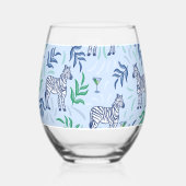 Verre À Vin Sans Pied Preppy Navy Zebra Martinis Bleu (Verso)