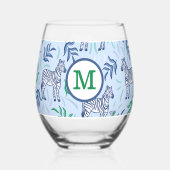 Verre À Vin Sans Pied Preppy Navy Zebra Martinis Blue Monogram (Recto)