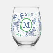 Verre À Vin Sans Pied Preppy Navy Zebra Martinis White Monogramme (Verso)